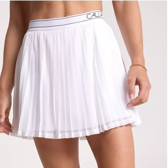 CALIA Women's Pleated Mesh Skort White - Picture 2 of 5
